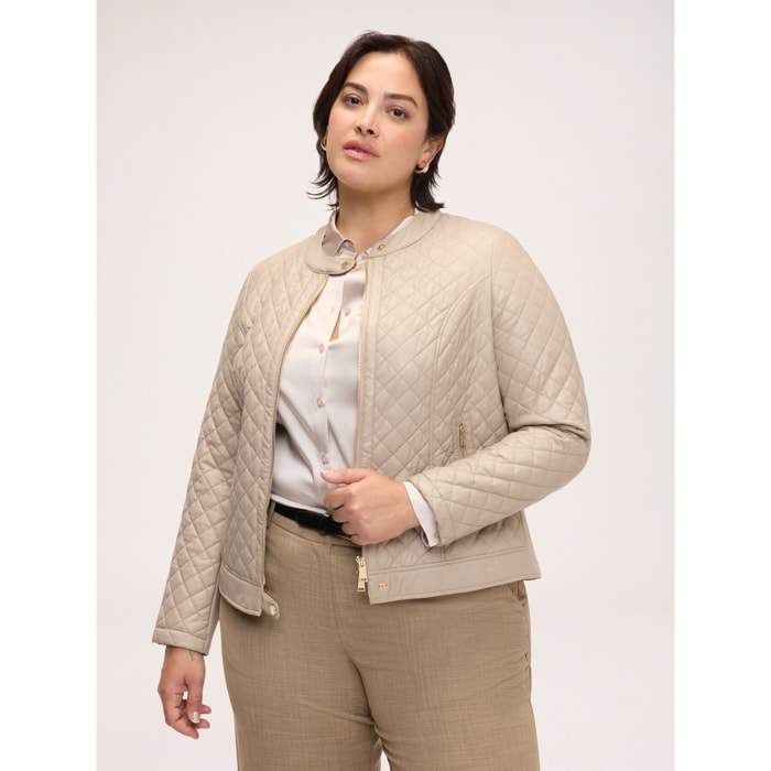 Fiorella Rubino - Giacca biker trapuntata a rombi - Beige