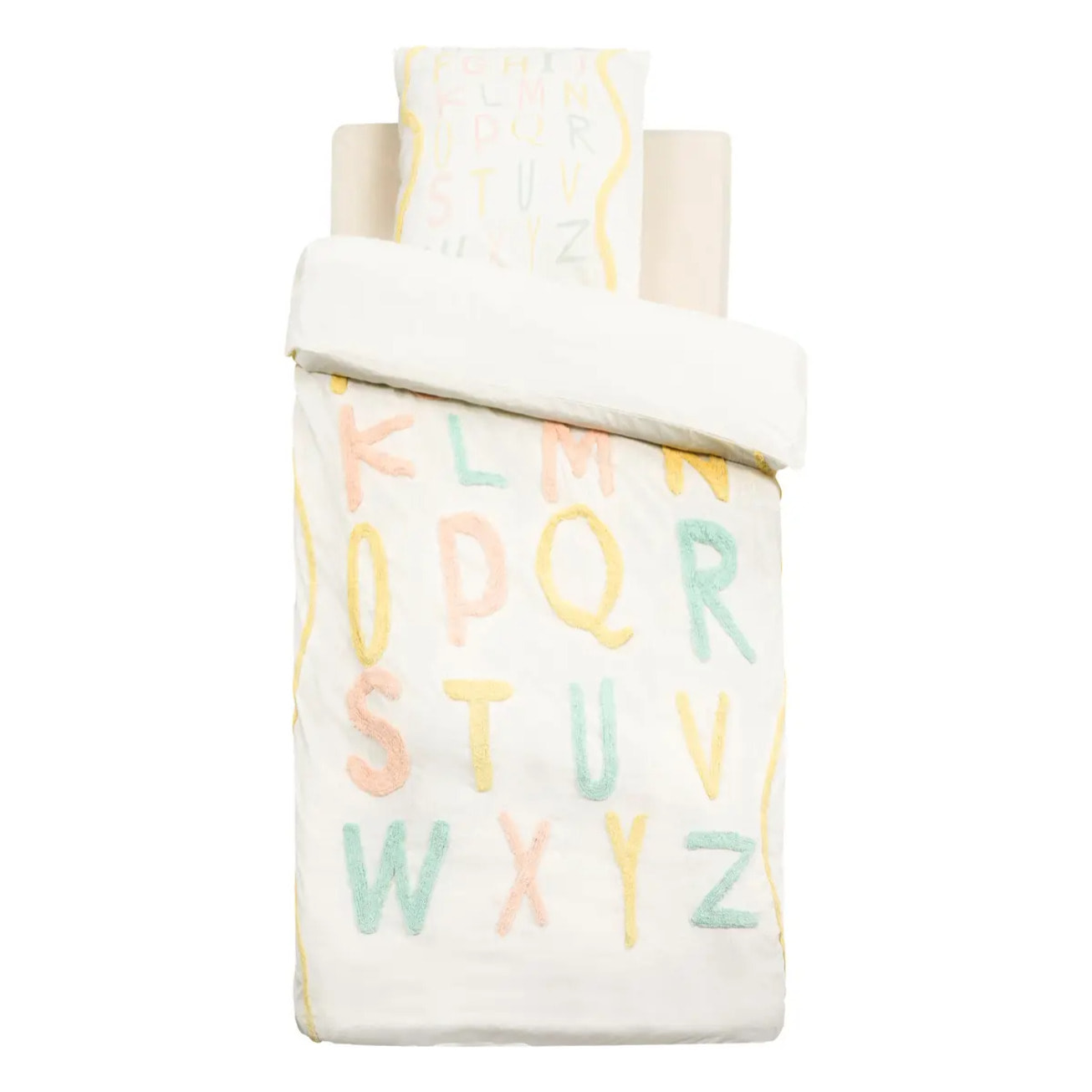 Parure de Lit Tufy 140x200 cm Beige Imprimé Alphabet