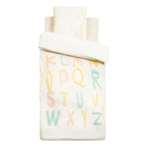 Parure de Lit Tufy 140x200 cm Beige Imprimé Alphabet