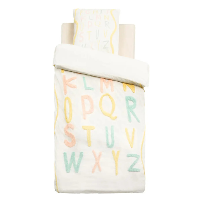 Parure de Lit Tufy 140x200 cm Beige Imprimé Alphabet