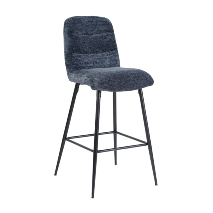 Tabouret de bar rembourré en tissu avec pied métal noir - LILA