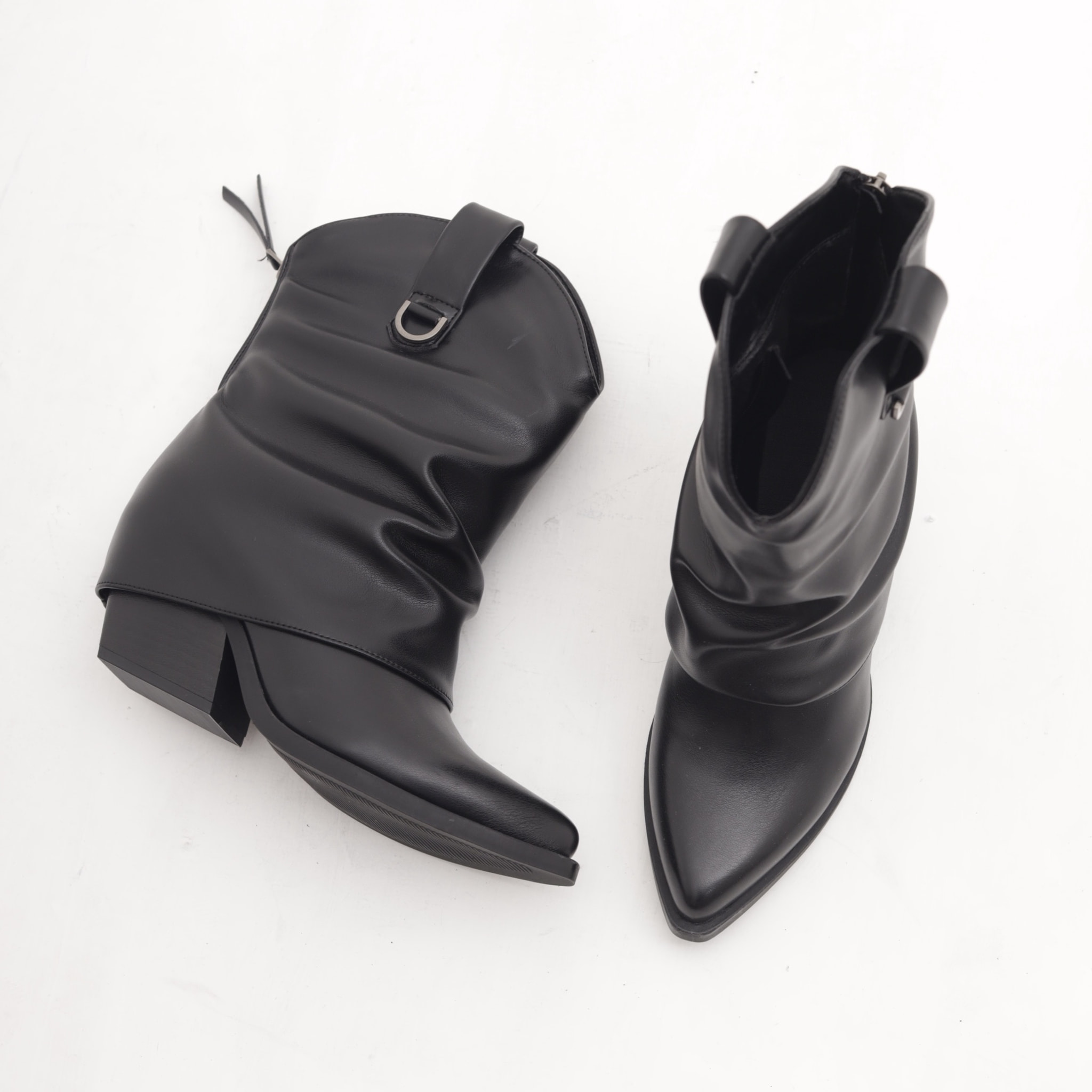 STIVALETTO TEXANO RISVOLTATO NERO