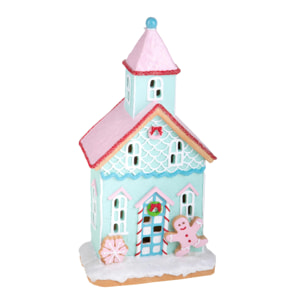 Chiesetta Gingerbread con Led - Pezzi 1 - Colore Bianco - 18x33Hx11,5cm - Bianchi Dino