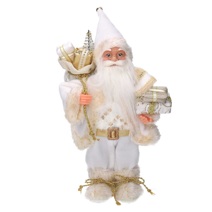 Babbo natale in tessuto bianco e oro cmh45