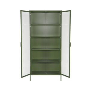 Buffet. vaisselier acier et verre trempé 2 portes 180cm vert - Arkansas