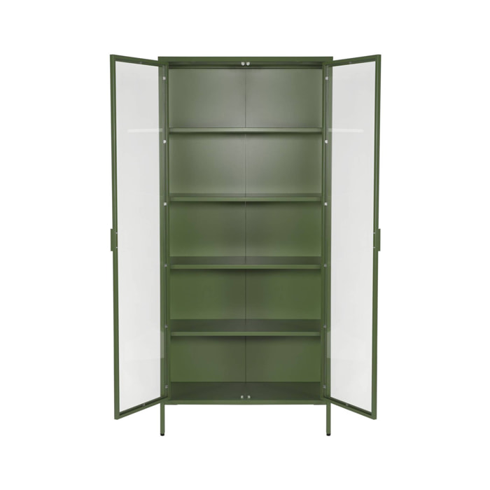 Buffet. vaisselier acier et verre trempé 2 portes 180cm vert - Arkansas