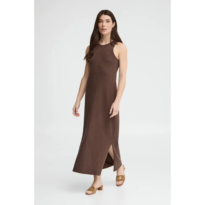 Vestido color chocolate de punto rustico con logo Polo Club