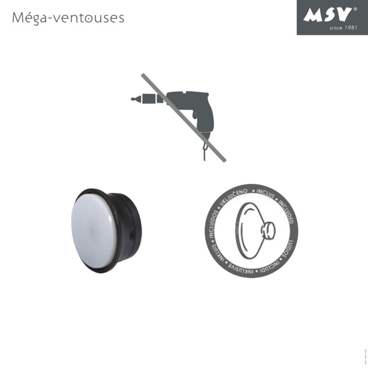 Porte Serviettes mural MEGA VENTOUSES Bambou & Acier Noir mat MSV