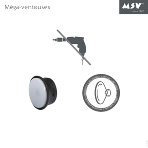 Porte Serviettes mural MEGA VENTOUSES Bambou & Acier Noir mat MSV