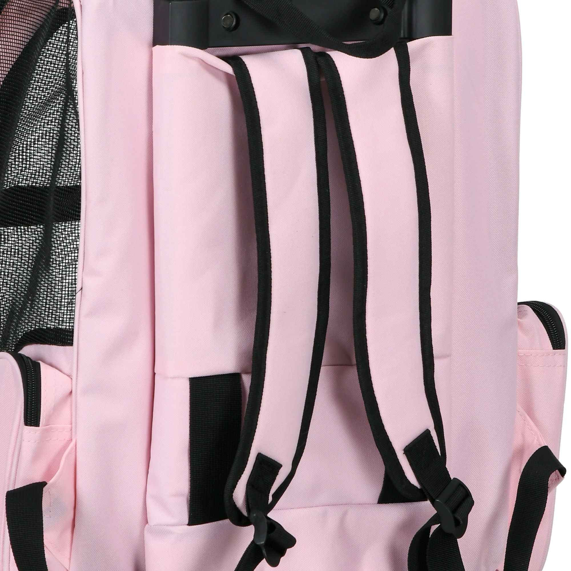 2 en 1 trolley chariot sac a dos sac de transport a roulettes pour chien chat rose