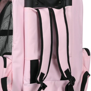 2 en 1 trolley chariot sac a dos sac de transport a roulettes pour chien chat rose