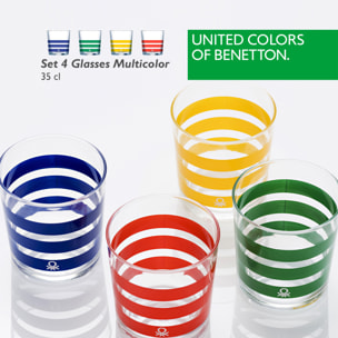 Set 4pcs vasos de agua cristal rayas multicolor  benetton