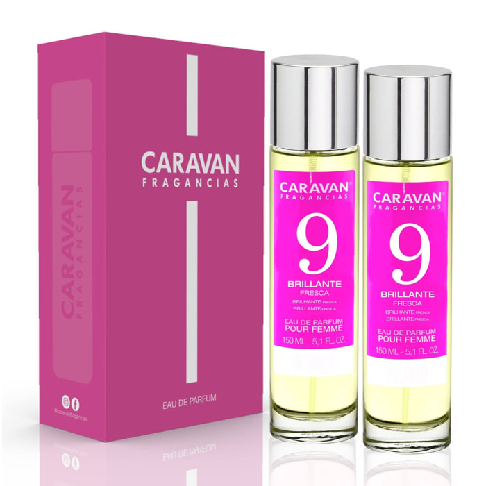 Caravan fragancias - caja de regalo con 2 perfumes nº9 de 150 ml, para mujer