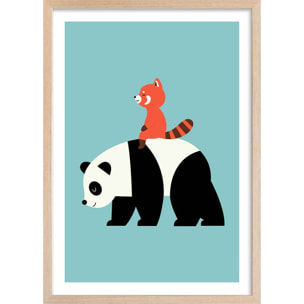 Affiche enfant panda walk  Affiche sous cadre bois