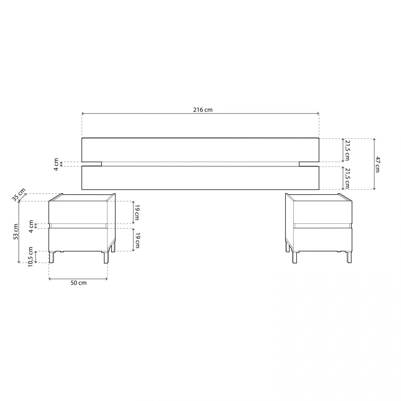 Cabecero con mesitas Ezra Blanco Artik (Blanco Mate) - Roble Nodi