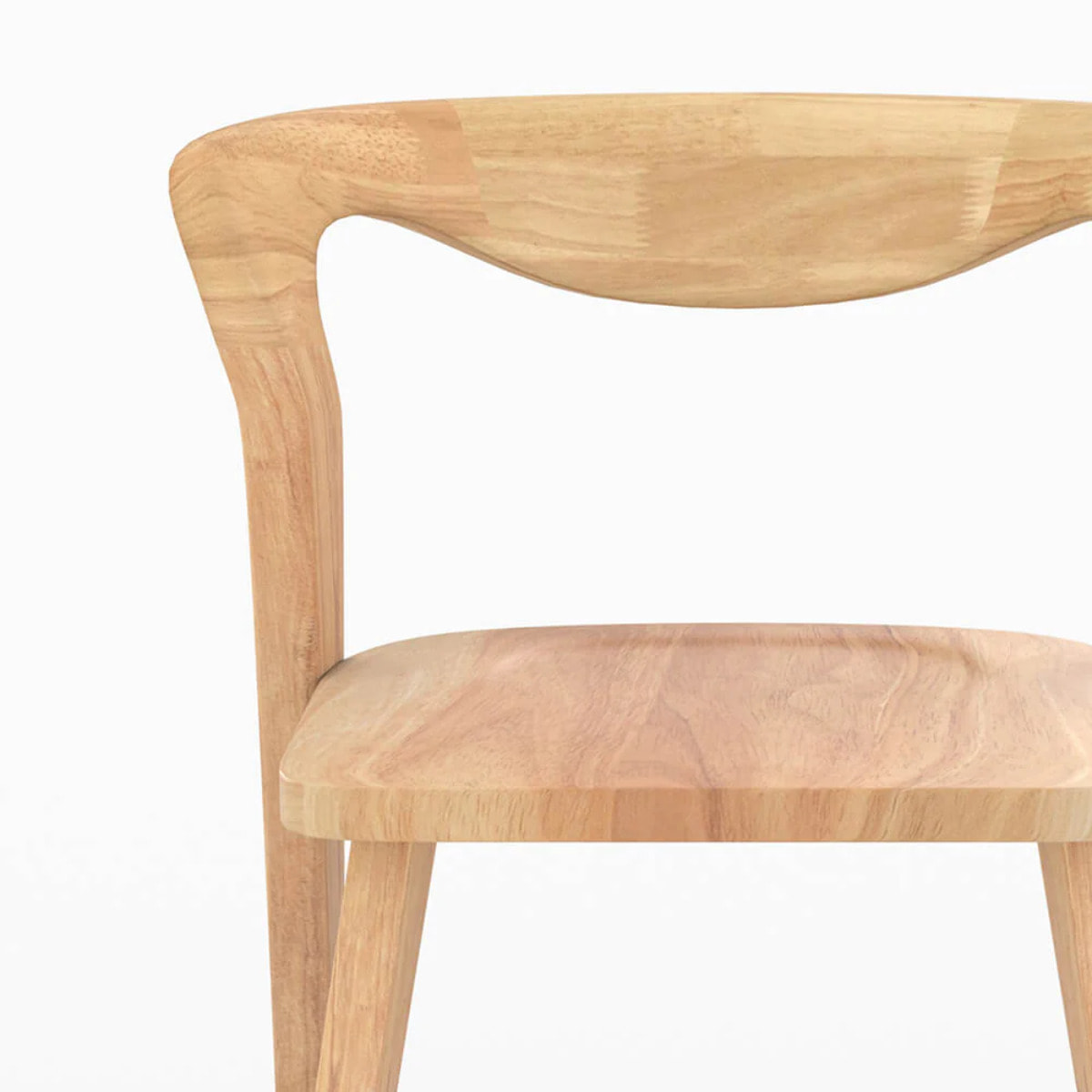 Chaise en bois d'hévéa clair, dossier courbé - Vega