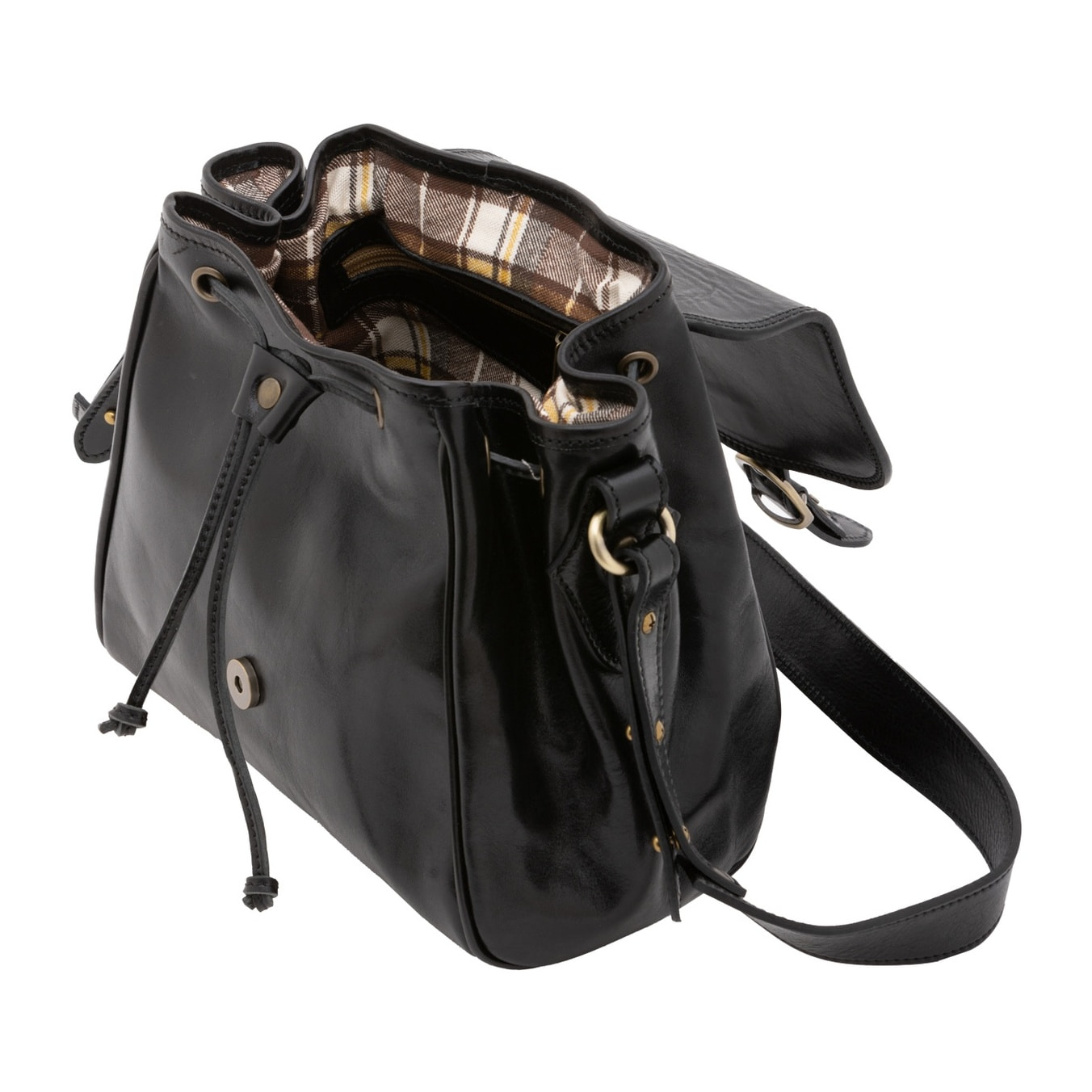 Borsa a secchiello da donna - Modello False - Vera pelle - 24.0 x 24.0 x 14.0 cm
