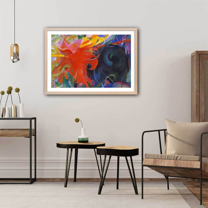 Poster Fighting forms- par Franz Marc Affiche + cadre en bois - Chêne