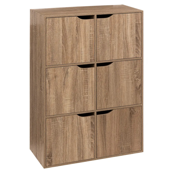 Étagère 6 cases porte "Mix N' Modul" effet bois naturel