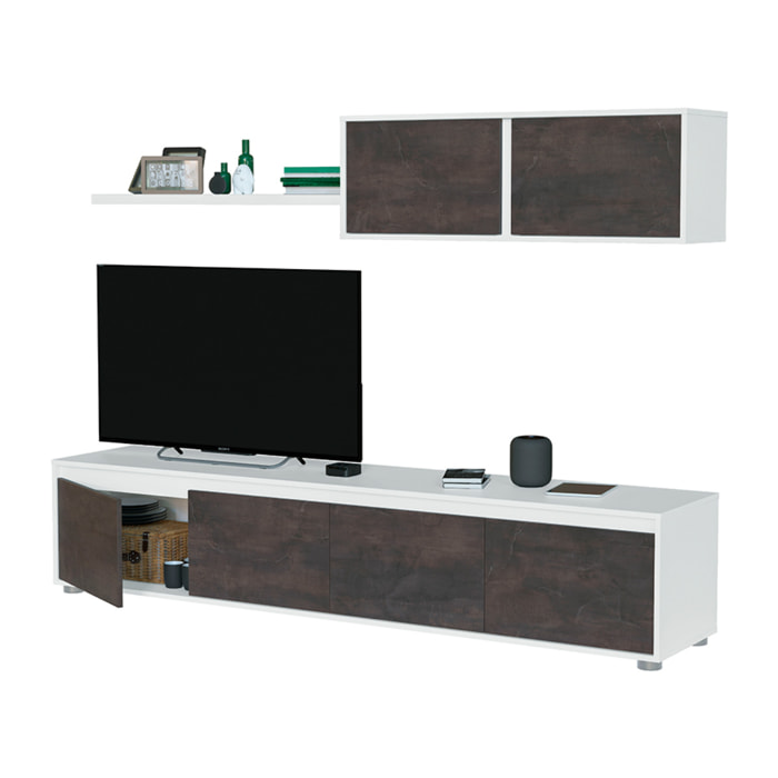 Mueble Salón Con Estante 200x43x41cm Blanco Artik/oxido