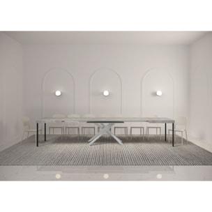 Mesa extensible 90x140/400 cm Karida cemento patas blanca