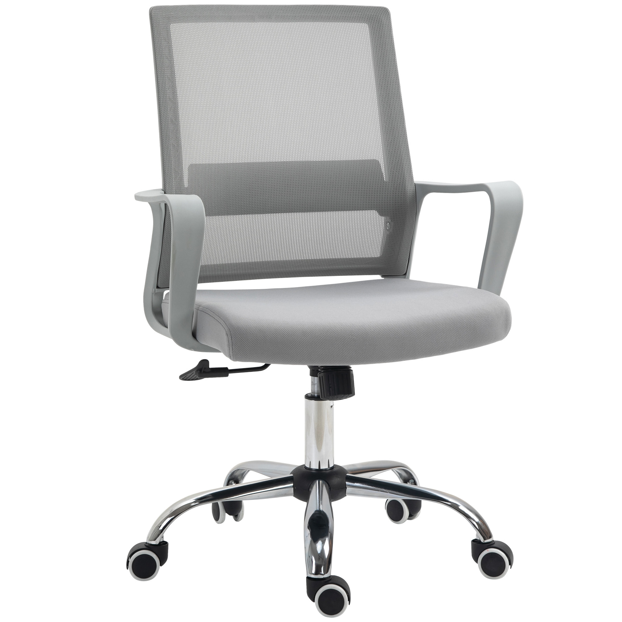 Vinsetto Fauteuil chaise de bureau ergonomique hauteur réglable pivotante 360° revêtement maille gris