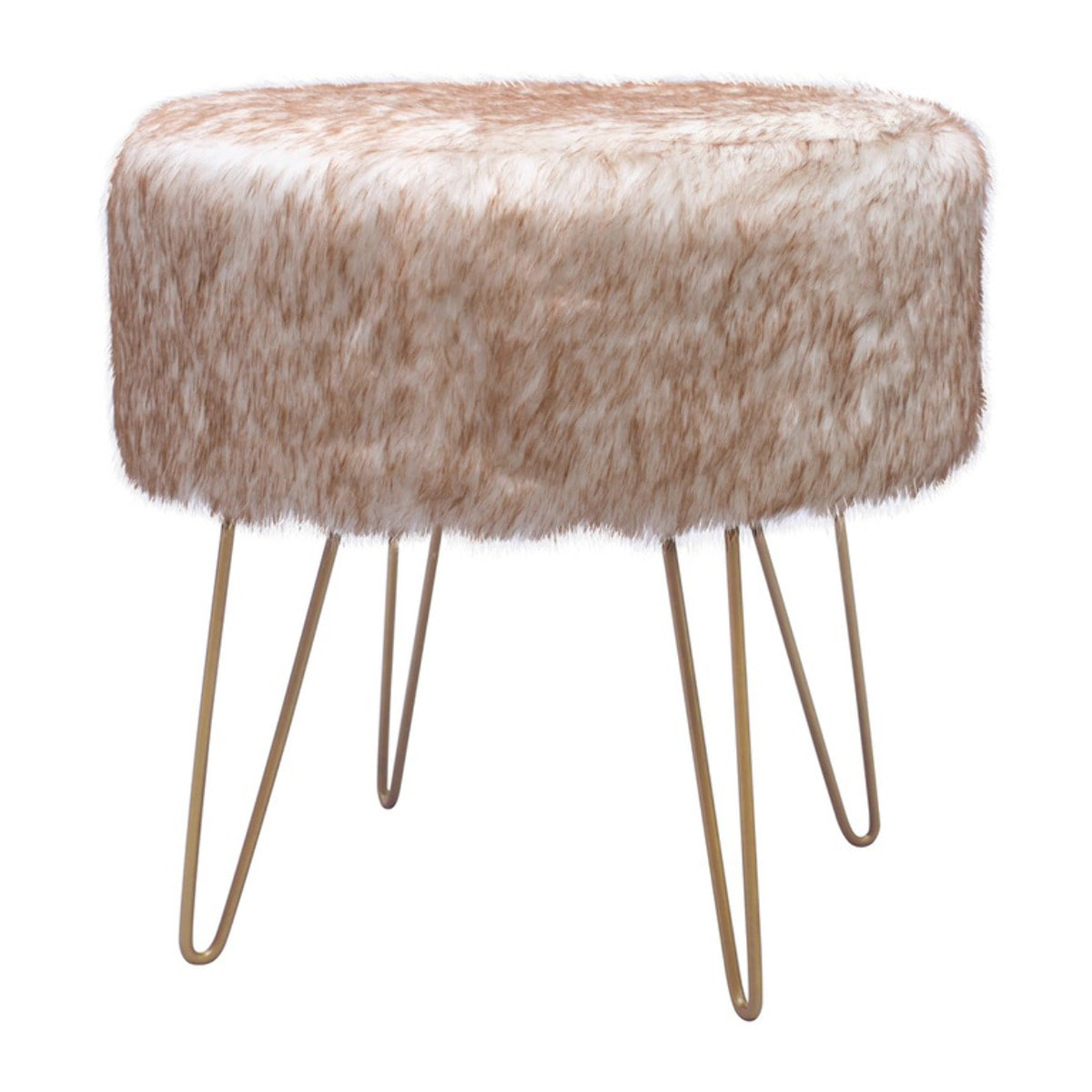 Pouf di design Mio 110 in ecopelliccia bianca e marrone