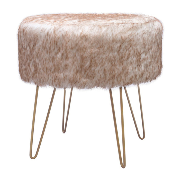 Pouf di design Mio 110 in ecopelliccia bianca e marrone