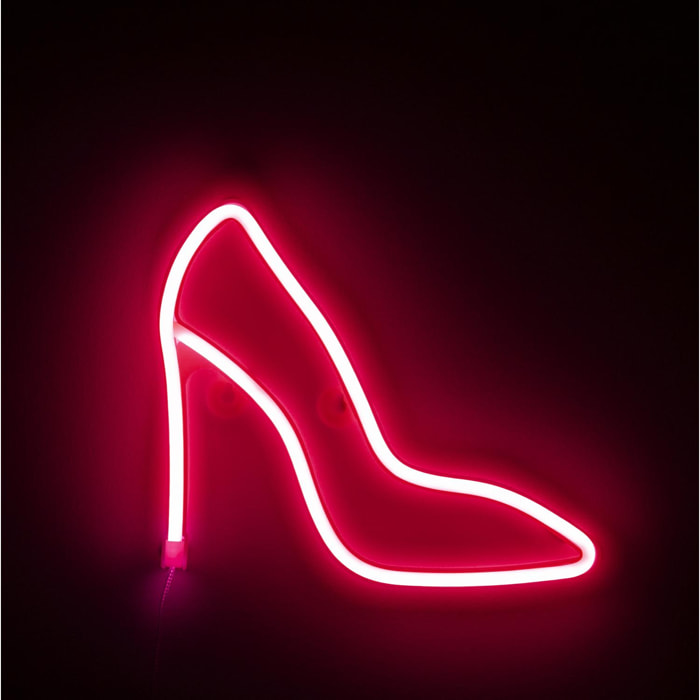 Ciondolo rosso neon, design scarpa con tacco alto.