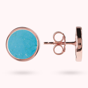 Orecchini a Bottone con Disco Piccolo in Pietra Naturale di Magnesite Azzurra