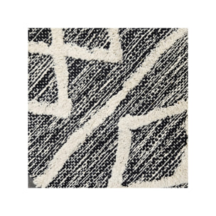 Tapis berbère bleu en coton motifs géométiques 120x180cm - MARA