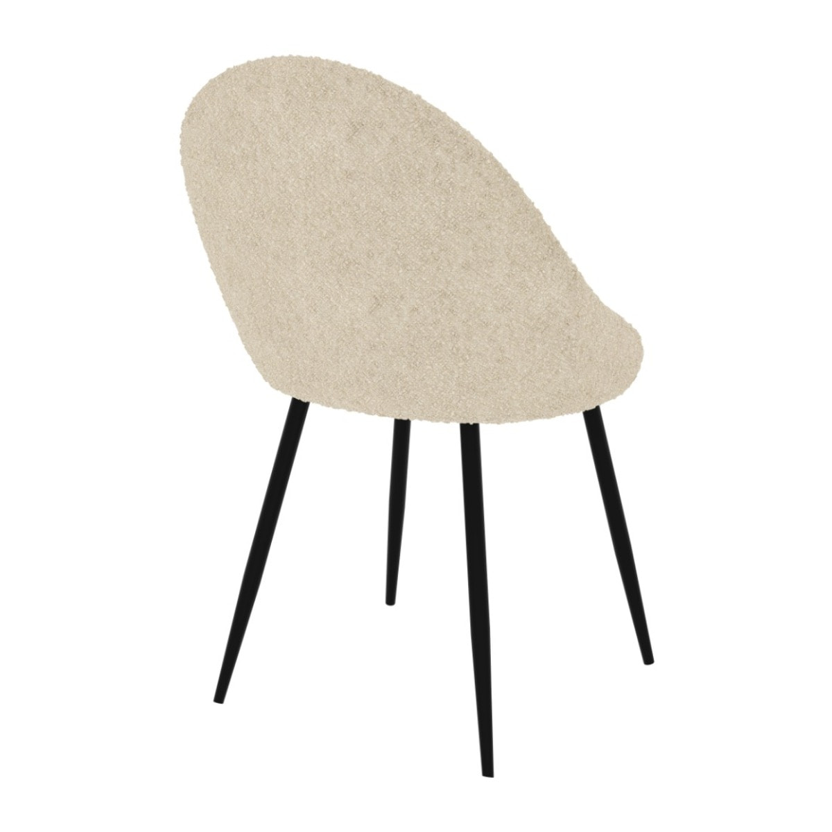 Lot de 2 chaises en tissu bouclé blanc cassé - Rona