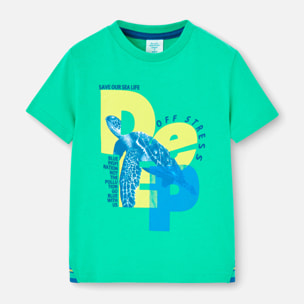 Camiseta niÃ±o estampada, mangas cortas, verde, 528016-4676