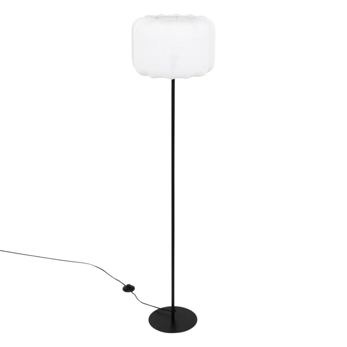Lampadaire "Tobie" coton noir & blanc H150cm