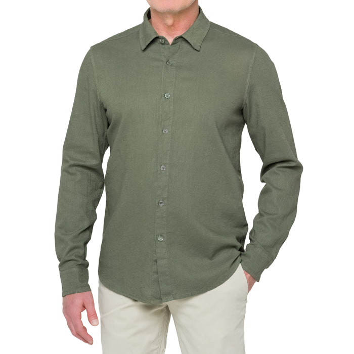 Camisa de lino Hot Buttered Saunders Verde militar