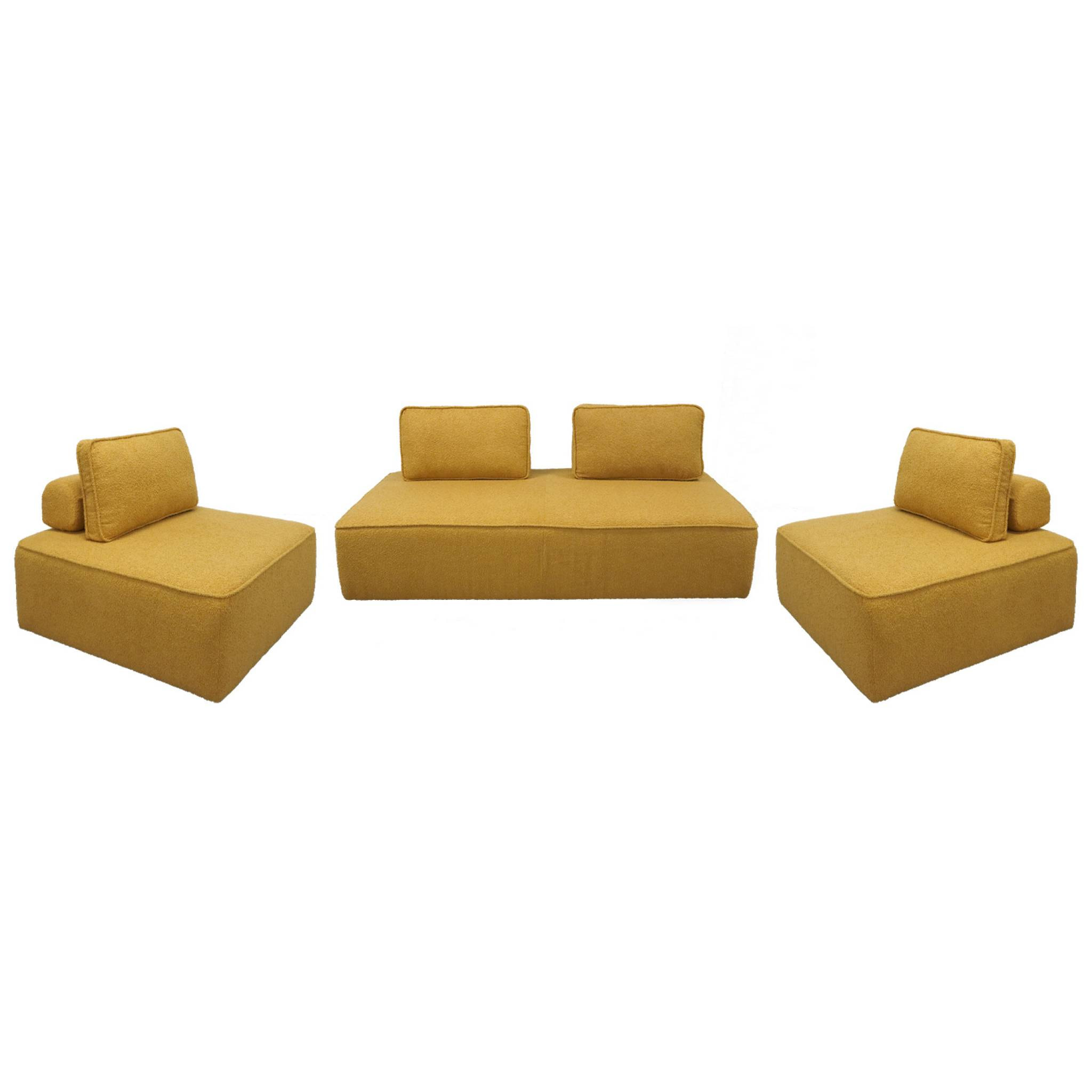 Ensemble chauffeuses pour canapé modulable 4 places bouclette moutarde - Bao