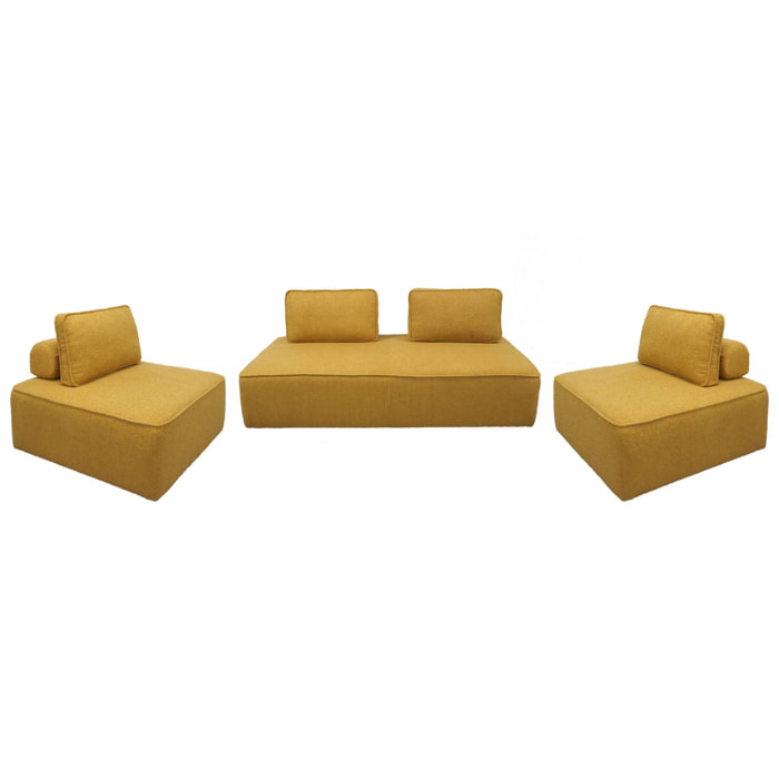 Ensemble chauffeuses pour canapé modulable 4 places bouclette moutarde - Bao