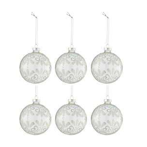 J-Line boule de Noël Sequins Argent - verre - transparent - small - boîte de 6
