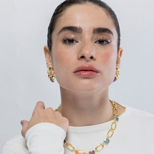 Pendientes de Resina Naranja acabados en oro amarillo de 18K