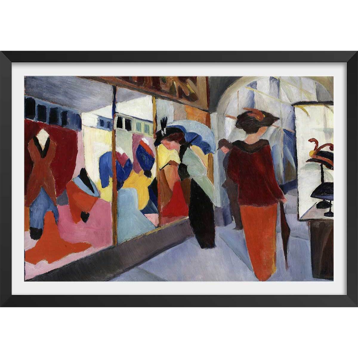 Poster La boutique de mode par August Macke Affiche + cadre en bois - Noir