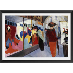 Poster La boutique de mode par August Macke Affiche + cadre en bois - Noir