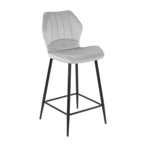 Chaise haute en velours capitonné avec dossier - 3 coloris - VICTOR