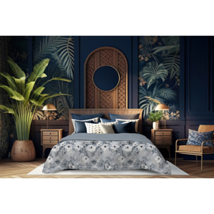 TRAPUNTA INVERNALE VELLUTO LETTO MATRIMONIALE DIS. ELSA AZZURRO 350 GR/MQ MADE IN ITALY