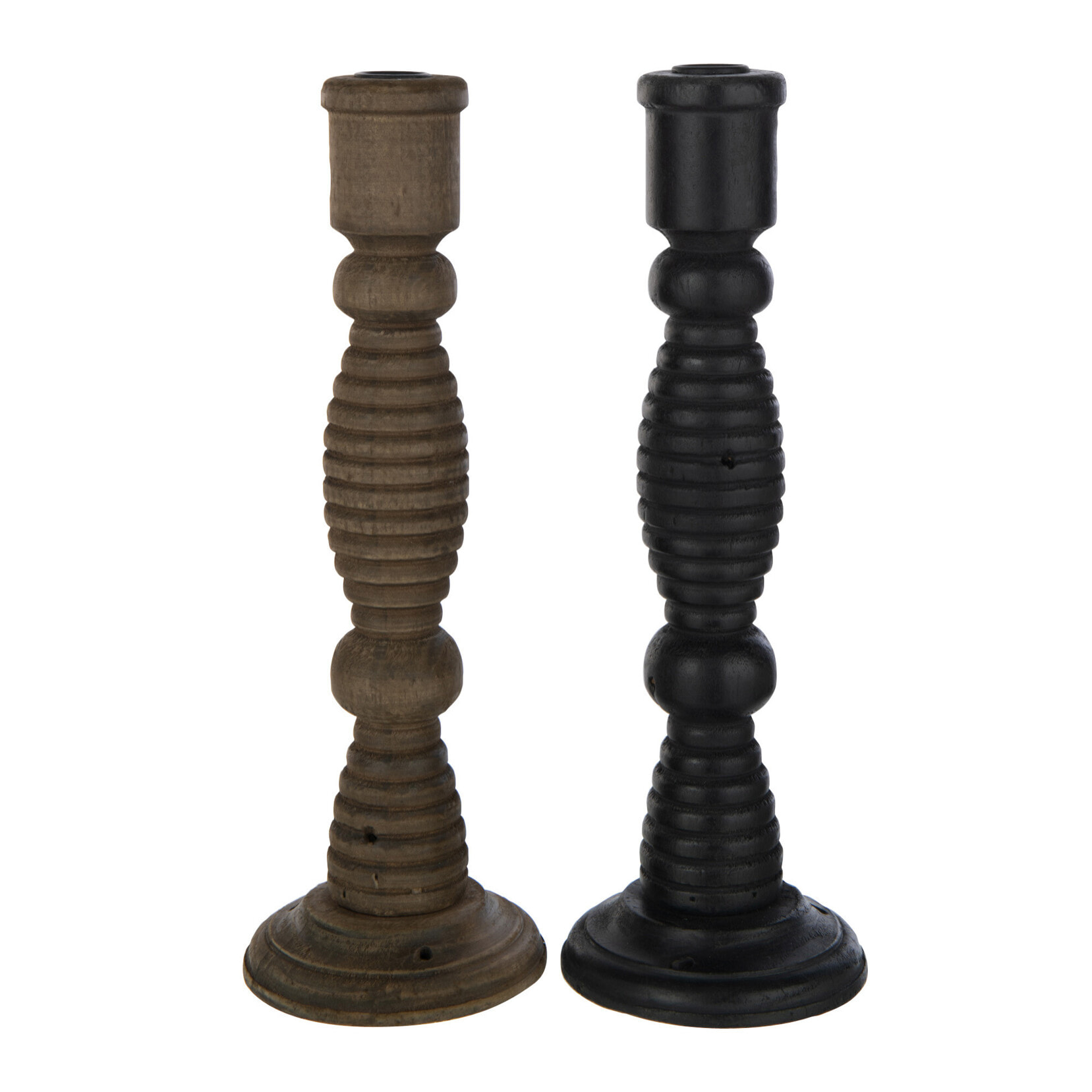 J-Line bougeoir Flin - fer - noir/brun - 2 pcs