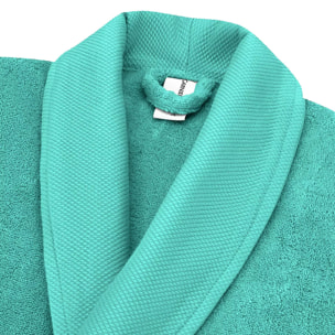 Peignoir pur coton 420 g/m² uni bleu Elea curacao