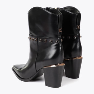 Stivaletto Cowboy con Tacco e Dettagli Metallici