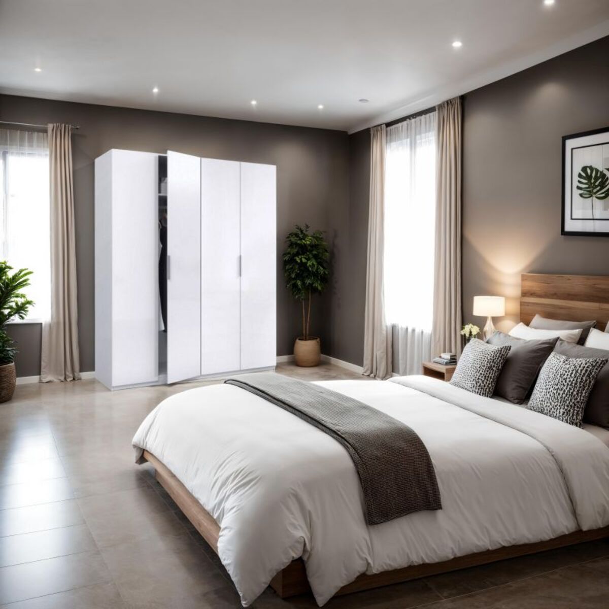 Armario Belar 4 puertas Blanco Brillo