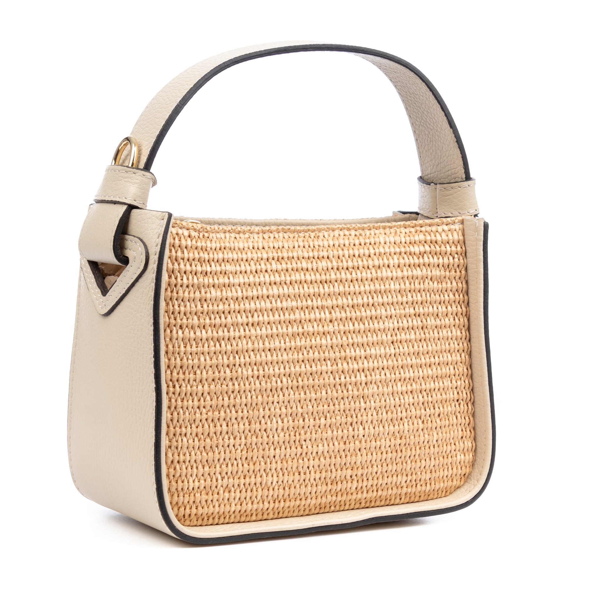 Baschi Bolso de mano Mujer. Fabricado en paja y piel auténtica Dollaro.