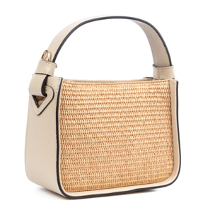 Baschi Bolso de mano Mujer. Fabricado en paja y piel auténtica Dollaro.