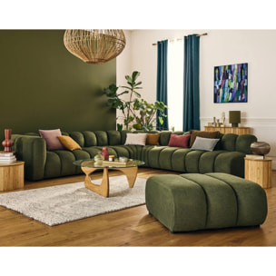 Debbie - canapé modulable d'angle droit 5 places en tissu texturé - Vert